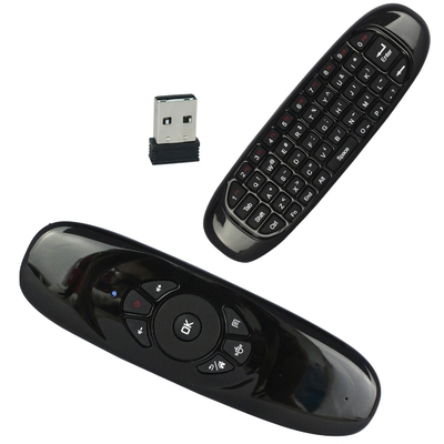 Black Rechargeable Remote Control / Smart Tv Keyboard Mouse With 3D Motion Sense